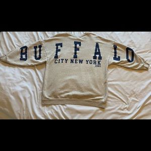 “buffalo” oversized cream graphic crewneck
